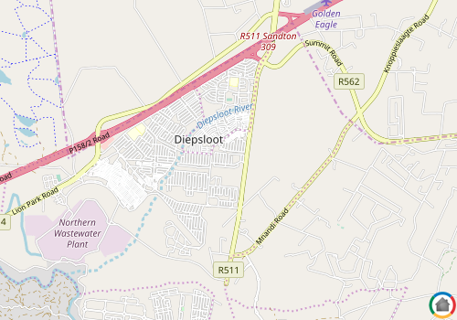 Map location of Tanganani, Diepsloot