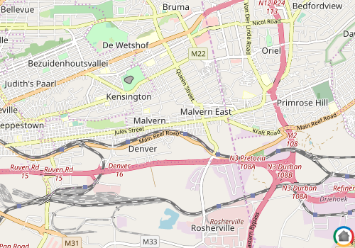 Map location of Malvern - JHB