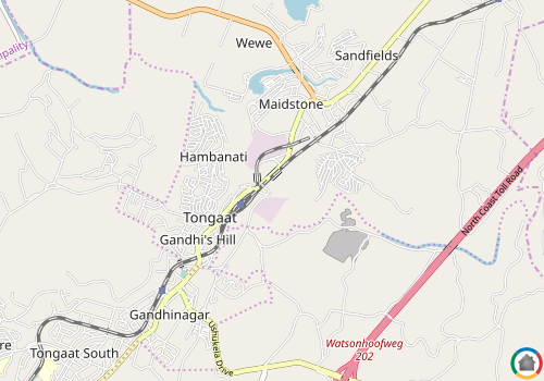 Map location of Tongaat