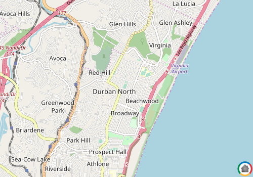 Map location of Durban North 