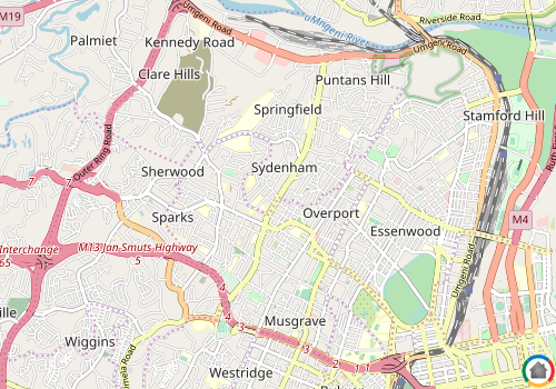 Map location of Sydenham  - DBN