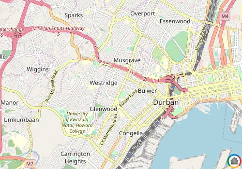 Map location of Berea - DBN