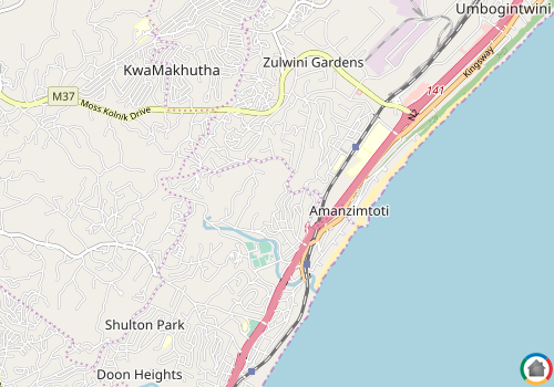 Map location of Amanzimtoti 