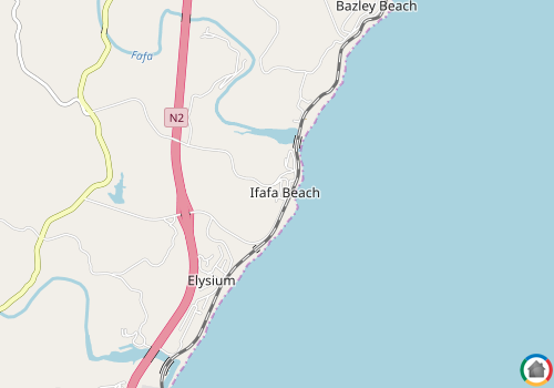 Map location of Ifafa Beach