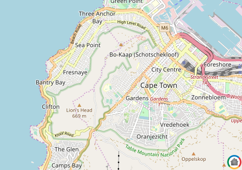 Map location of Tamboerskloof  